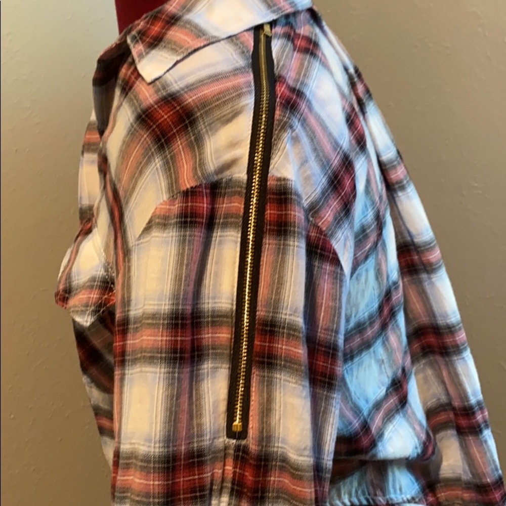 Sam Edelman plaid shirt with zipper shoulders - Picture 7 of 10